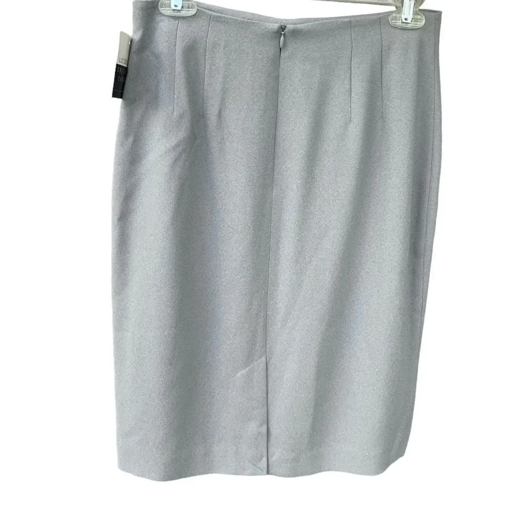 NWT Liz Claiborne Fully Lined Grey Straight Skirt Dress Business Casual size 8